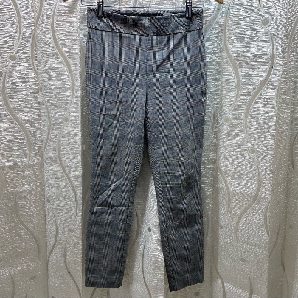 RW&CO Ankle Length Legging Women‎ XS Grey Blue Plaid Excellent Pull On Slim Pant
